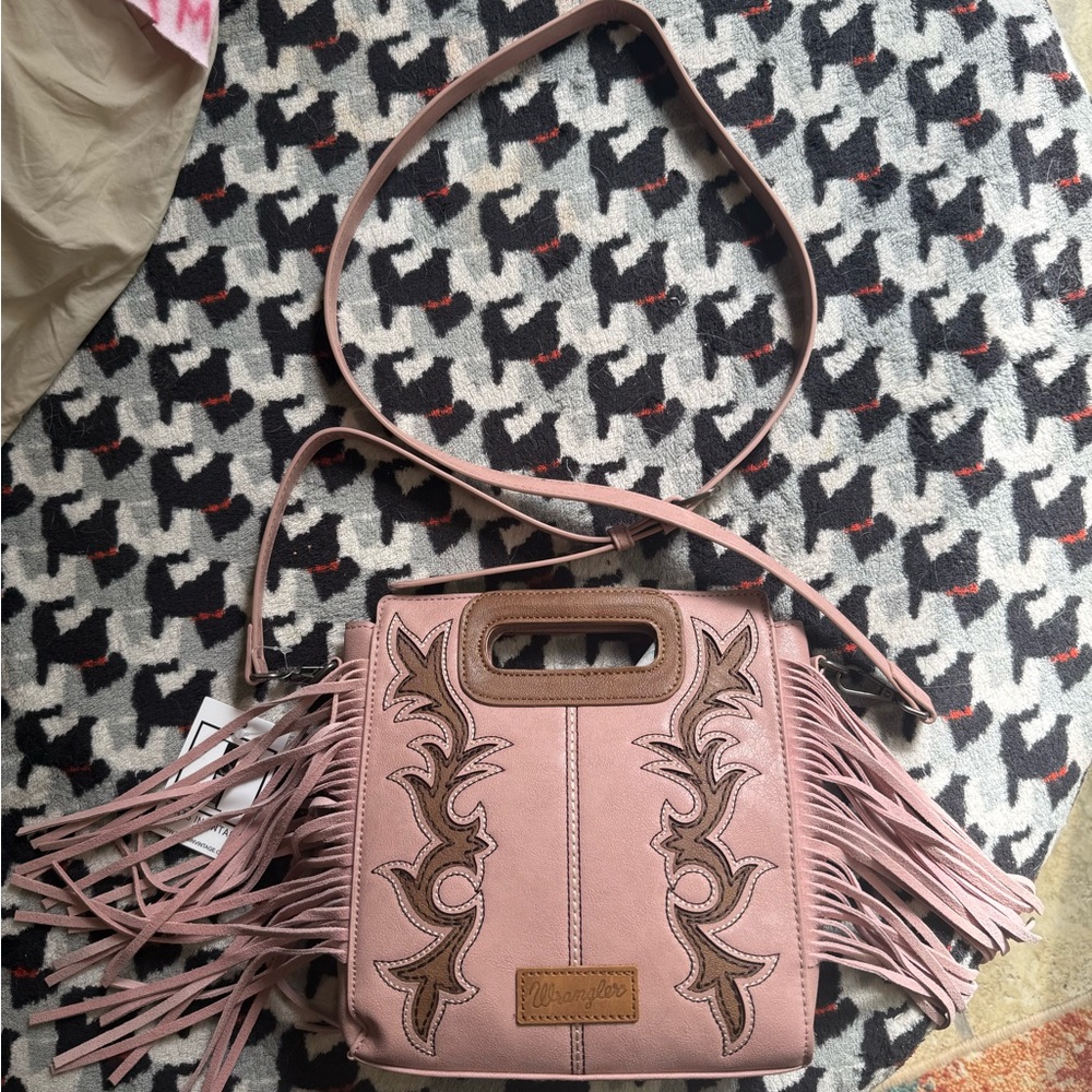 Wrangler Pink Fringe Crossbody Bag